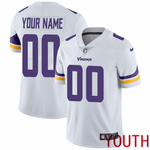 Best Limited White Nike NFL Road Youth Jersey Customized Minnesota Vikings Vapor Untouchable->customized nfl jersey->Custom Jersey